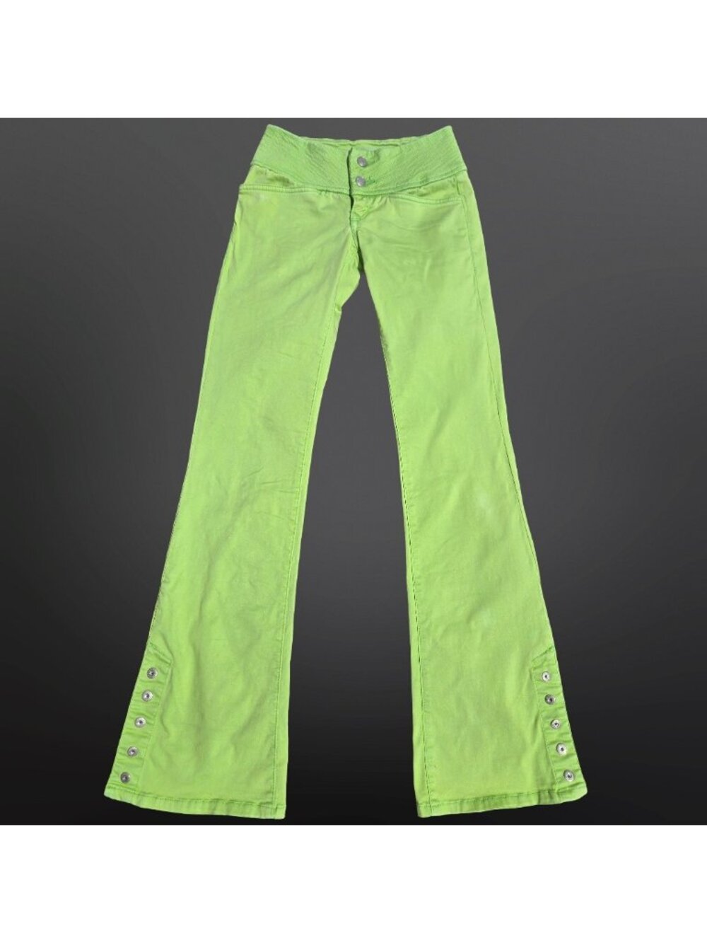 Vintage Y2K Parasuco Lime Green Low Rise Bootcut Flare Jeans Pants Size 23 XXS